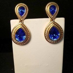 Vintage Retired Swarovski Crystal Sapphire Blue Earrings